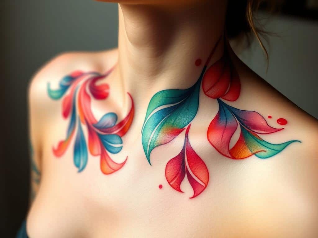 Watercolor tattoos showing vibrant colors