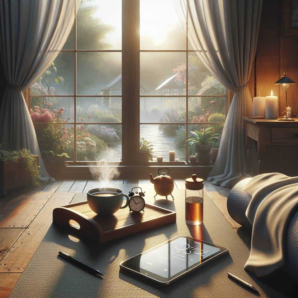 Transform Your Day: Master Productive Morning Rituals Today 2 Productive morning rituals in serene bedroom.