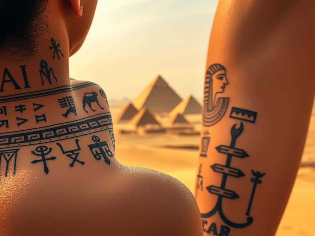 Egyptian tattoos representing cultural significance