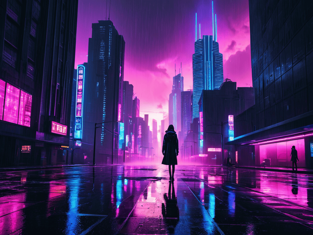 Cyberpunk Evolution Neon Landscape