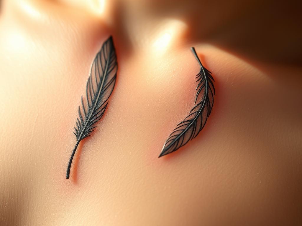 Delicate feather tattoos