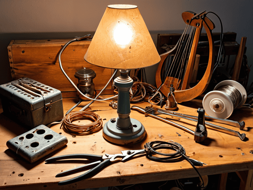 Restringing a Lamp at thrift store