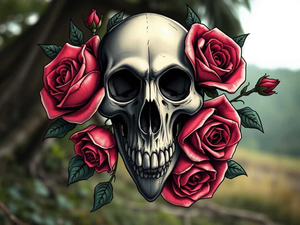 skull and rose tattoo designs
