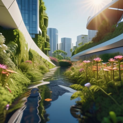 Bright green Solarpunk Aesthetics principles photograph.